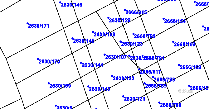 Parcela st. 2630/107 v KÚ Čejkovice, Katastrální mapa