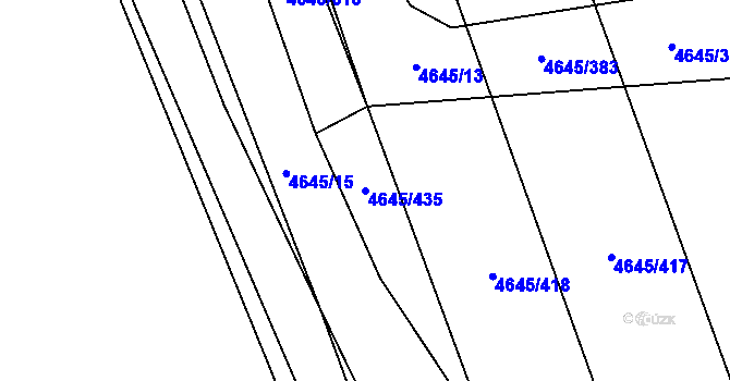 Parcela st. 4645/435 v KÚ Čejkovice, Katastrální mapa