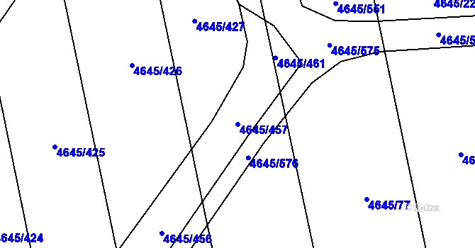 Parcela st. 4645/457 v KÚ Čejkovice, Katastrální mapa