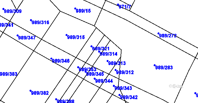 Parcela st. 989/314 v KÚ Čejkovice, Katastrální mapa