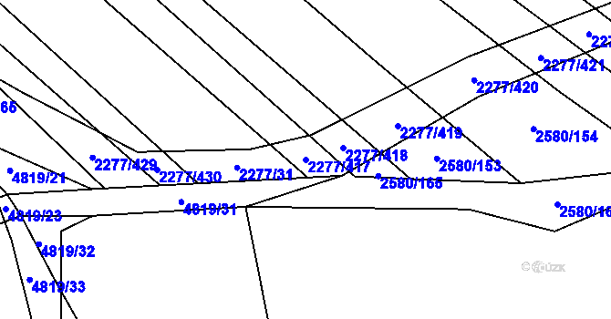 Parcela st. 2277/417 v KÚ Čejkovice, Katastrální mapa
