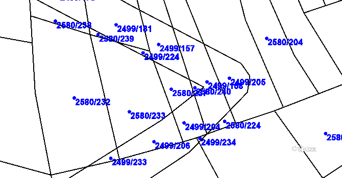 Parcela st. 2580/237 v KÚ Čejkovice, Katastrální mapa