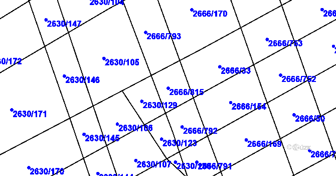Parcela st. 2666/815 v KÚ Čejkovice, Katastrální mapa