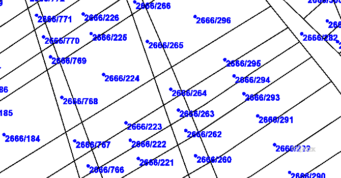 Parcela st. 2666/264 v KÚ Čejkovice, Katastrální mapa