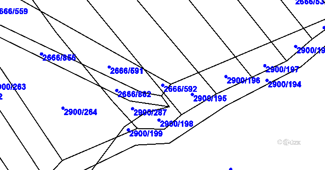 Parcela st. 2666/592 v KÚ Čejkovice, Katastrální mapa