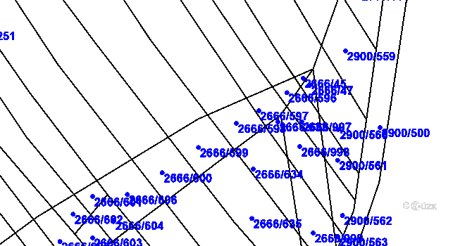Parcela st. 2666/598 v KÚ Čejkovice, Katastrální mapa