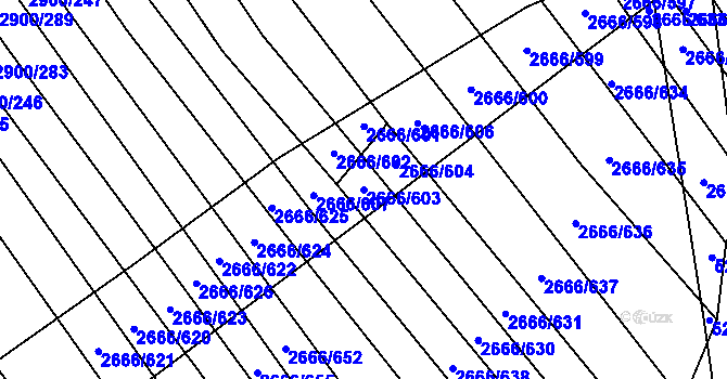 Parcela st. 2666/603 v KÚ Čejkovice, Katastrální mapa