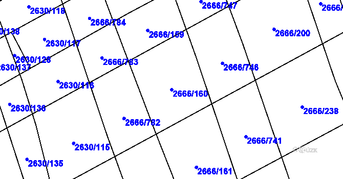 Parcela st. 2666/160 v KÚ Čejkovice, Katastrální mapa
