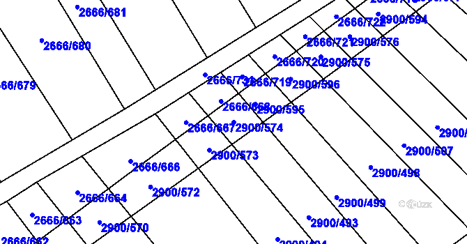 Parcela st. 2900/574 v KÚ Čejkovice, Katastrální mapa