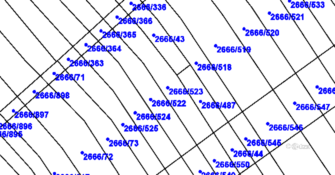 Parcela st. 2666/523 v KÚ Čejkovice, Katastrální mapa