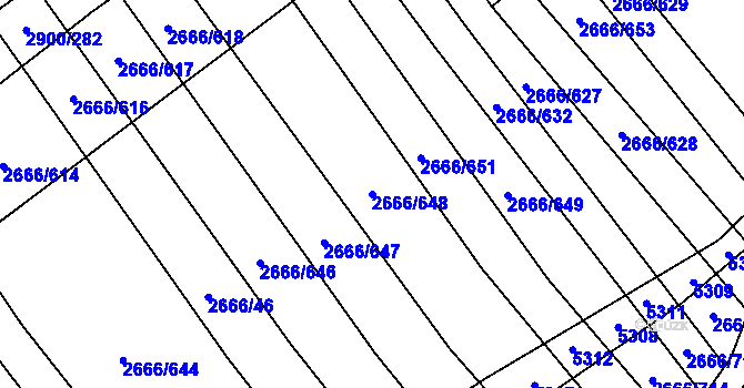Parcela st. 2666/648 v KÚ Čejkovice, Katastrální mapa