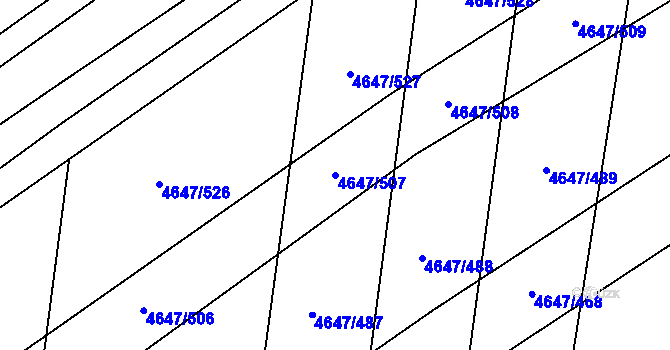 Parcela st. 4647/507 v KÚ Čejkovice, Katastrální mapa