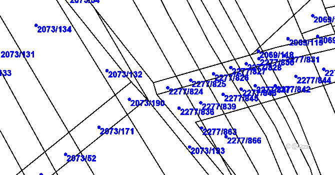 Parcela st. 2277/824 v KÚ Čejkovice, Katastrální mapa