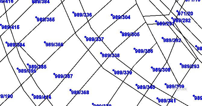 Parcela st. 989/338 v KÚ Čejkovice, Katastrální mapa