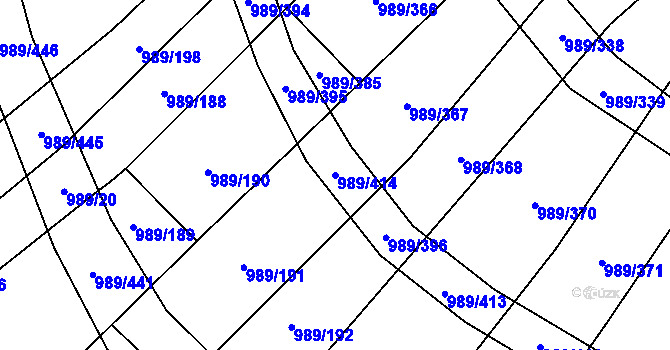 Parcela st. 989/414 v KÚ Čejkovice, Katastrální mapa