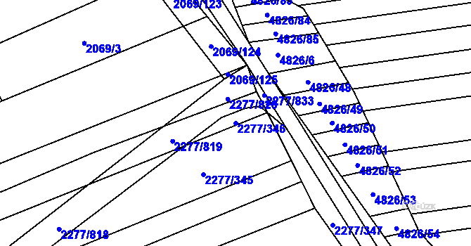 Parcela st. 2277/346 v KÚ Čejkovice, Katastrální mapa