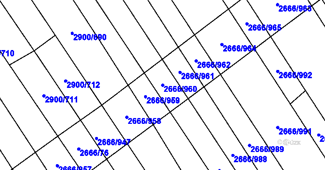 Parcela st. 2666/960 v KÚ Čejkovice, Katastrální mapa