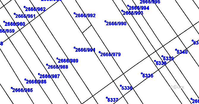 Parcela st. 2666/979 v KÚ Čejkovice, Katastrální mapa