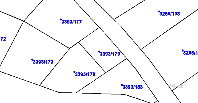 Parcela st. 3393/178 v KÚ Čejkovice, Katastrální mapa