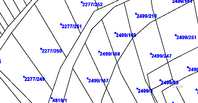 Parcela st. 2499/168 v KÚ Čejkovice, Katastrální mapa