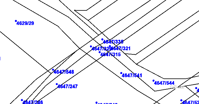 Parcela st. 4647/315 v KÚ Čejkovice, Katastrální mapa