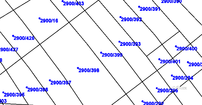 Parcela st. 2900/399 v KÚ Čejkovice, Katastrální mapa