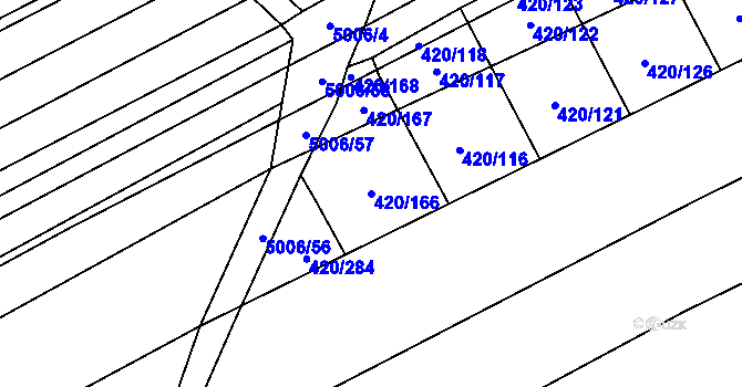 Parcela st. 420/166 v KÚ Čejkovice, Katastrální mapa