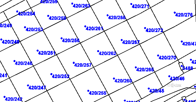 Parcela st. 420/262 v KÚ Čejkovice, Katastrální mapa