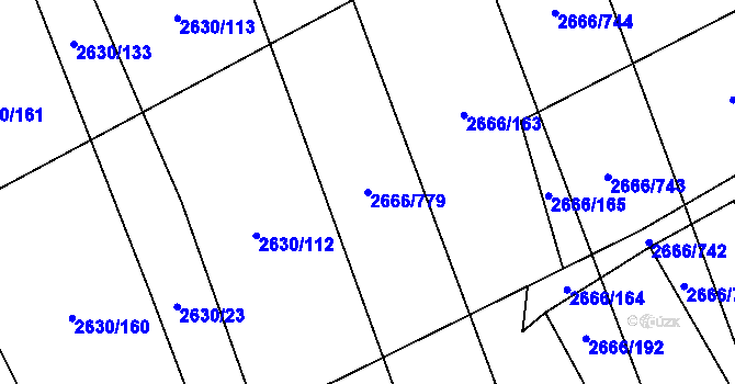 Parcela st. 2666/779 v KÚ Čejkovice, Katastrální mapa