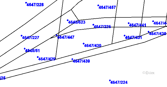 Parcela st. 4647/430 v KÚ Čejkovice, Katastrální mapa