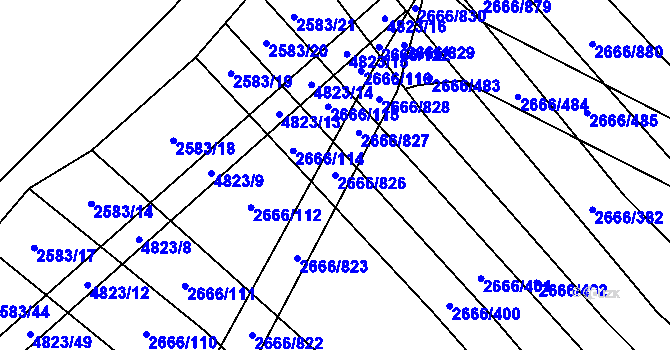 Parcela st. 2666/826 v KÚ Čejkovice, Katastrální mapa