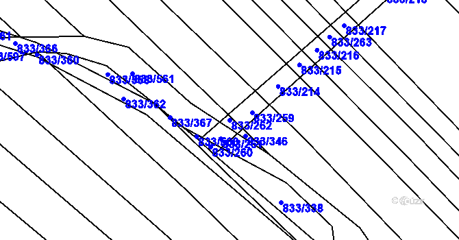 Parcela st. 833/262 v KÚ Čejkovice, Katastrální mapa