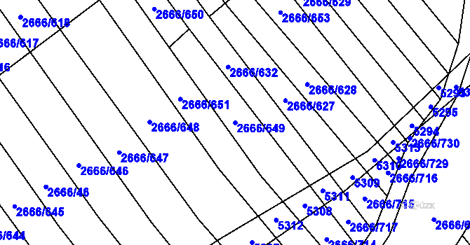Parcela st. 2666/649 v KÚ Čejkovice, Katastrální mapa