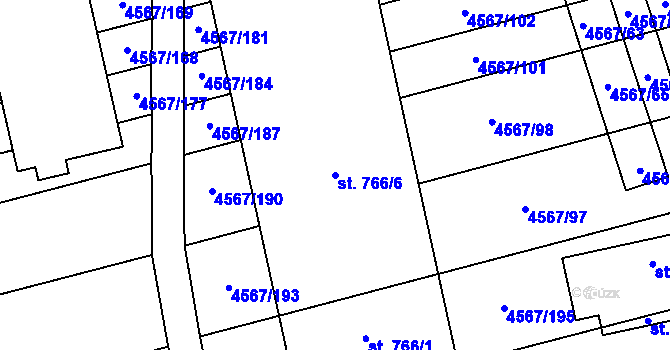 Parcela st. 766/6 v KÚ Čejkovice, Katastrální mapa