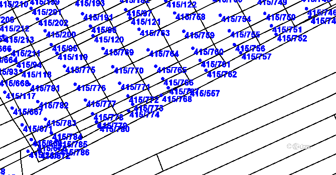 Parcela st. 415/767 v KÚ Čejkovice, Katastrální mapa