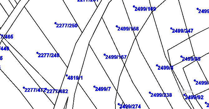 Parcela st. 2499/167 v KÚ Čejkovice, Katastrální mapa