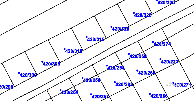 Parcela st. 420/316 v KÚ Čejkovice, Katastrální mapa