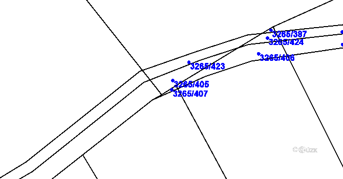 Parcela st. 3265/407 v KÚ Čejkovice, Katastrální mapa