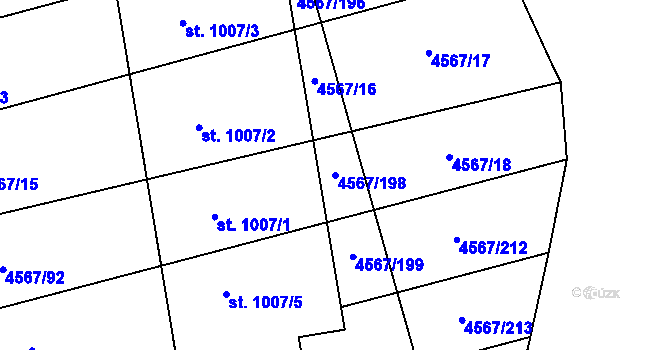 Parcela st. 4567/198 v KÚ Čejkovice, Katastrální mapa