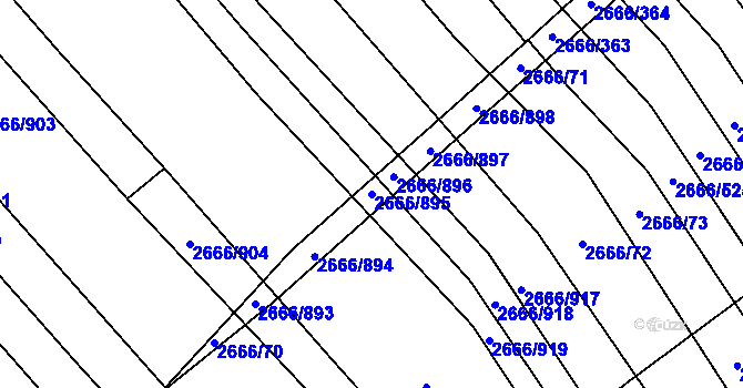 Parcela st. 2666/895 v KÚ Čejkovice, Katastrální mapa