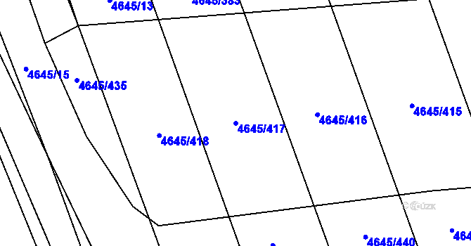 Parcela st. 4645/417 v KÚ Čejkovice, Katastrální mapa