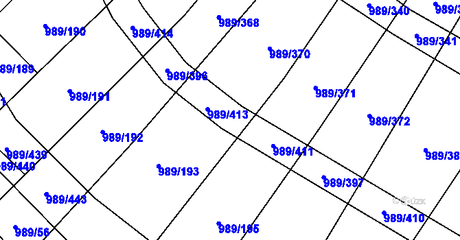 Parcela st. 989/412 v KÚ Čejkovice, Katastrální mapa