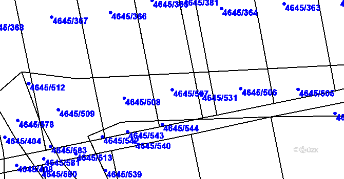 Parcela st. 4645/507 v KÚ Čejkovice, Katastrální mapa