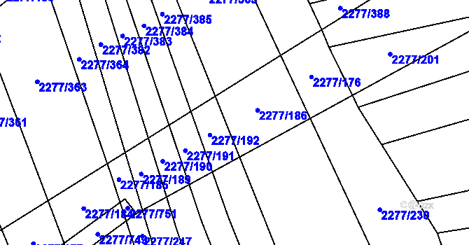 Parcela st. 2277/187 v KÚ Čejkovice, Katastrální mapa