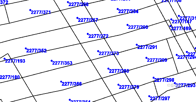 Parcela st. 2277/273 v KÚ Čejkovice, Katastrální mapa