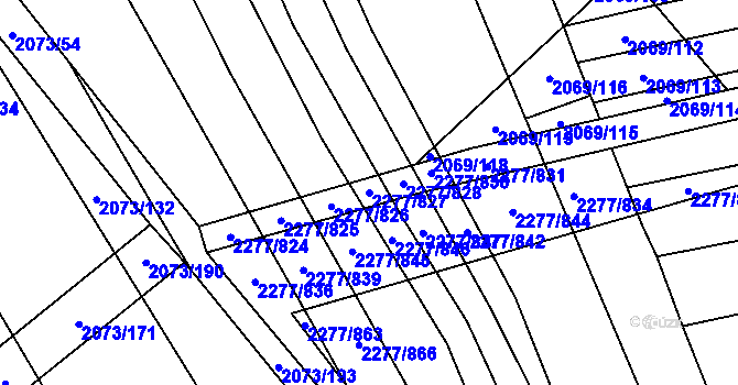 Parcela st. 2277/827 v KÚ Čejkovice, Katastrální mapa