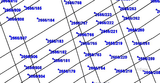 Parcela st. 2666/765 v KÚ Čejkovice, Katastrální mapa