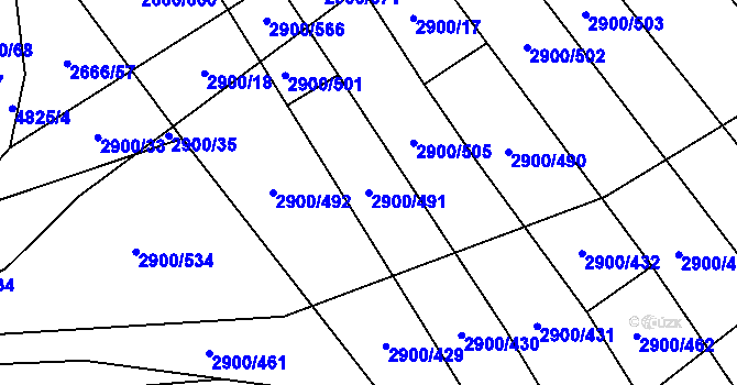 Parcela st. 2900/491 v KÚ Čejkovice, Katastrální mapa