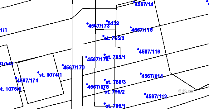 Parcela st. 765/1 v KÚ Čejkovice, Katastrální mapa