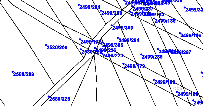 Parcela st. 2499/223 v KÚ Čejkovice, Katastrální mapa